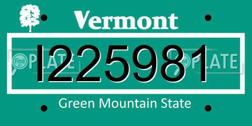 I225981 Vermont License Plate