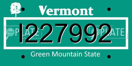 I227992 Vermont License Plate