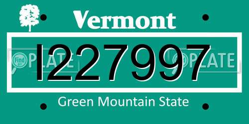 I227997 Vermont License Plate