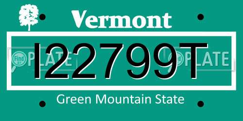 I22799T Vermont License Plate