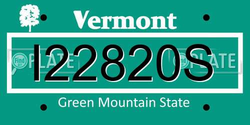 I22820S Vermont License Plate