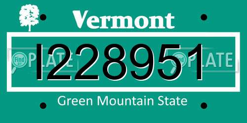 I228951 Vermont License Plate