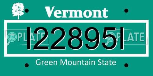 I22895I Vermont License Plate