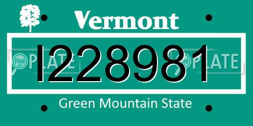 I228981 Vermont License Plate