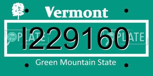 I229160 Vermont License Plate
