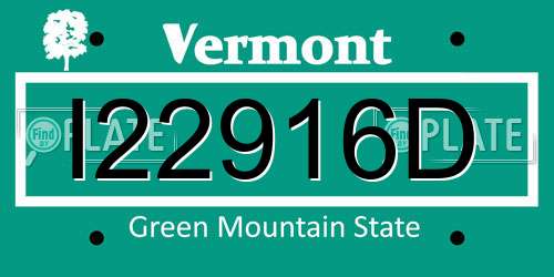 I22916D Vermont License Plate