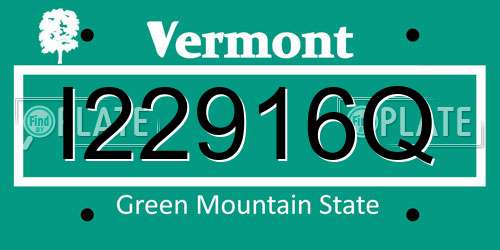 I22916Q Vermont License Plate