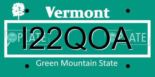 I22QOA Vermont License Plate