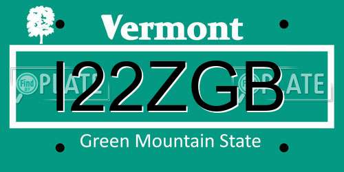 I22ZGB Vermont License Plate