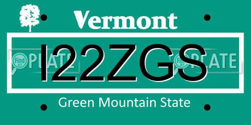 I22ZGS Vermont License Plate