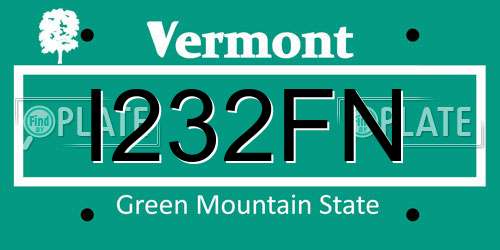 I232FN Vermont License Plate
