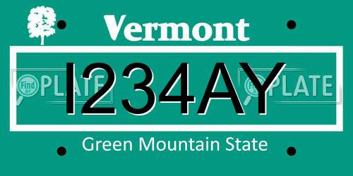 I234AY Vermont License Plate