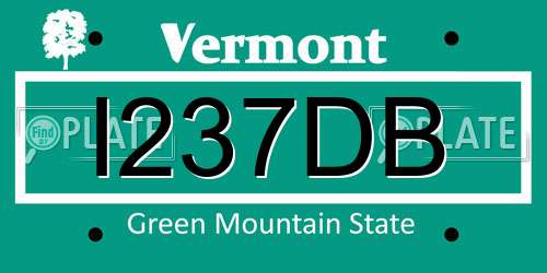 I237DB Vermont License Plate
