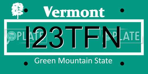 I23TFN Vermont License Plate