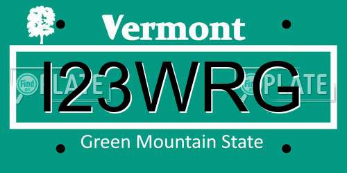 I23WRG Vermont License Plate