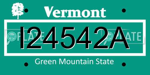 I24542A Vermont License Plate
