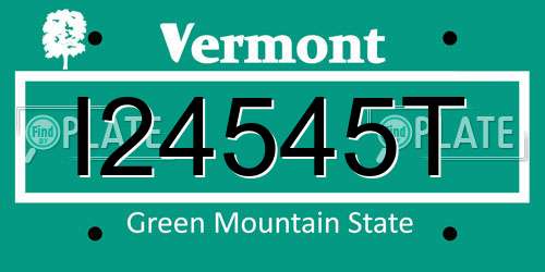 I24545T Vermont License Plate