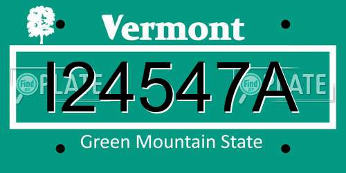 I24547A Vermont License Plate