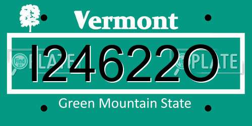 I24622O Vermont License Plate