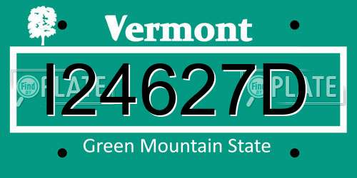 I24627D Vermont License Plate