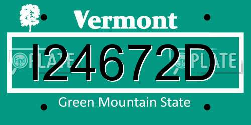 I24672D Vermont License Plate