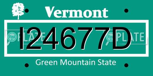 I24677D Vermont License Plate