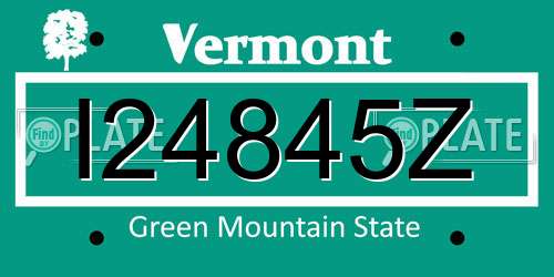 I24845Z Vermont License Plate