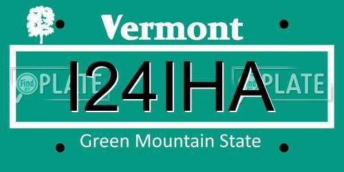 I24IHA Vermont License Plate