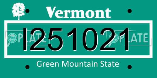 I251021 Vermont License Plate