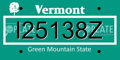 I25138Z Vermont License Plate