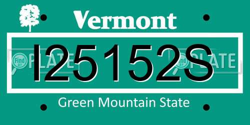 I25152S Vermont License Plate