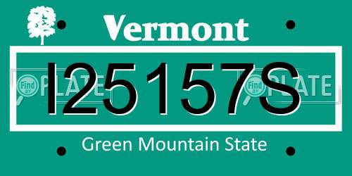 I25157S Vermont License Plate