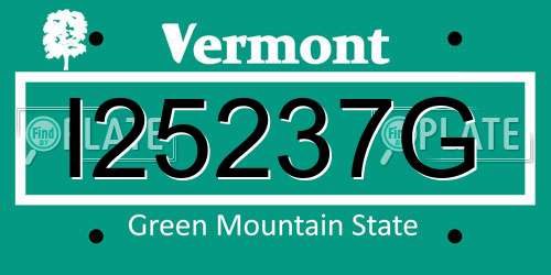 I25237G Vermont License Plate