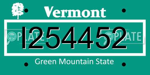 I254452 Vermont License Plate