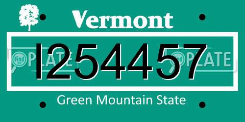 I254457 Vermont License Plate