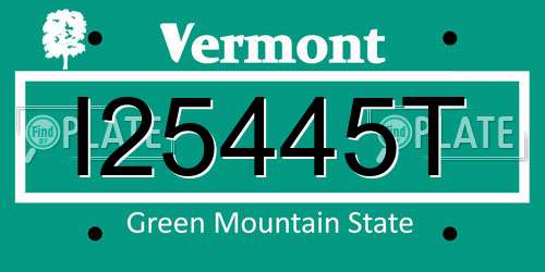 I25445T Vermont License Plate