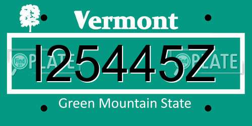 I25445Z Vermont License Plate