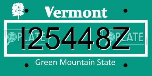 I25448Z Vermont License Plate