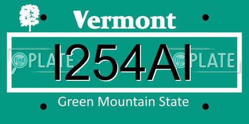 I254AI Vermont License Plate