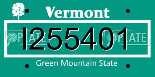 I255401 Vermont License Plate