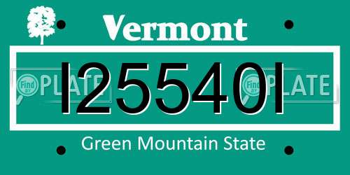 I25540I Vermont License Plate