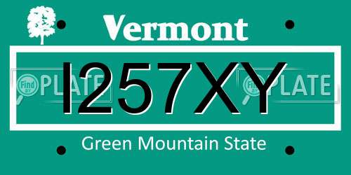 I257XY Vermont License Plate
