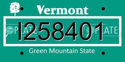 I258401 Vermont License Plate