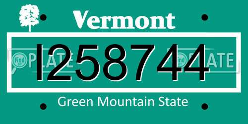 I258744 Vermont License Plate
