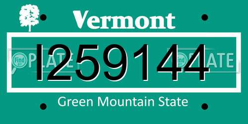 I259144 Vermont License Plate