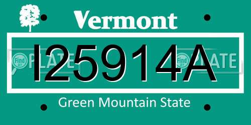 I25914A Vermont License Plate