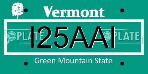 I25AAI Vermont License Plate