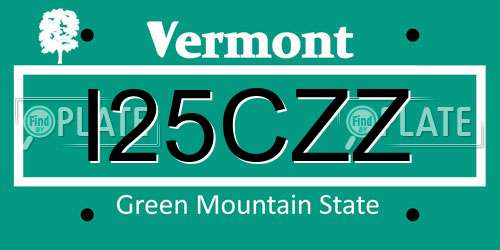 I25CZZ Vermont License Plate