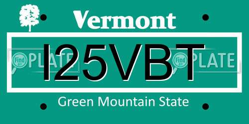 I25VBT Vermont License Plate