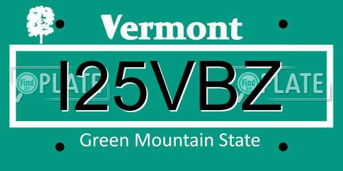 I25VBZ Vermont License Plate